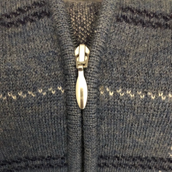 Appleseed’s 100% Wool Zip Up Sweater Cardigan Jacket Blue Size Medium - Picture 7 of 9